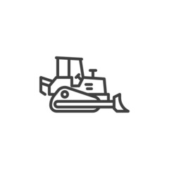 Naklejka premium Crawler bulldozer line icon