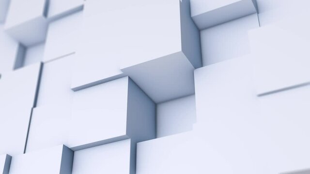 White modern shiny abstract geometrical cube array wave pattern background - loopable