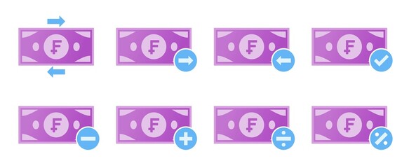 Swiss Franc Money Transaction Icon Set