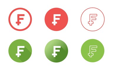 Swiss Franc Symbol Icon Set
