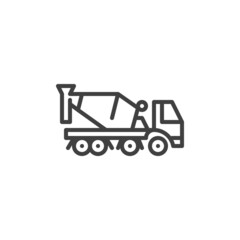 Naklejka premium Concrete Mixer Truck line icon