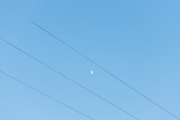 abstract image electric lines moon small landscape