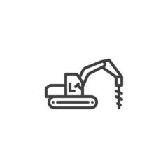 Road drilling machine line icon