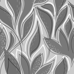 GREY SEAMLESS VECTOR BACKGROUND WITH GREY ABSTRACT FLOWERS