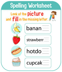 Spelling worksheet template for kids