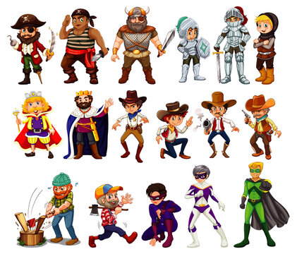 Set of fantasy cartoon characters