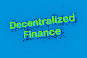 DeFi Finance banner for decentralized financial system, cryptocurrency, blockchain, and digital asset.3D illustration.