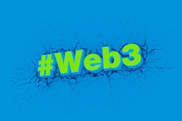 Web 3.0 Finance banner for decentralized financial system, cryptocurrency, blockchain, and digital asset.3D illustration.