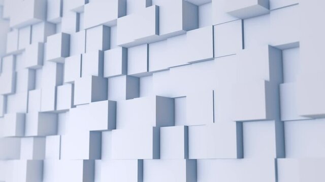 White modern shiny abstract geometrical cube array wave pattern background - loopable