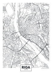 City map Riga, travel vector poster design