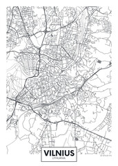 Fototapeta City map Vilnius, travel vector poster design obraz