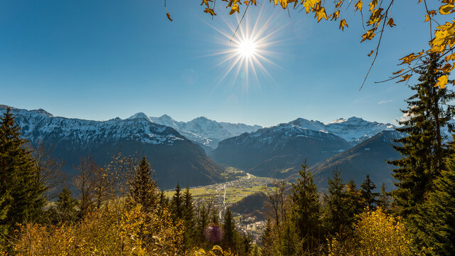 Swiss landscape in the alps mountains in Interlaken