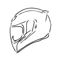 Motorcycle helmet hand drawn outline doodle icon. Motorbike protection and speed, safety equipment concept. Vector sketch illustration for print, web, mobile and infographics on white background.