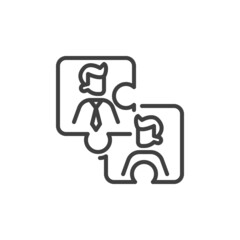 Teamwork, Cooperation line icon