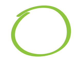 Green circle pen draw. Highlight hand drawn circle isolated on white background. Handwritten green circle. For marker pen, pencil, logo and text check. Vector illustration