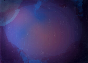 Obraz na płótnie Canvas Fondo abstracto de cielo oscuro con degradados, luces y sombras. Textura de acuarela en colores azules, naranjas y rosas. Recurso gráfico con espacio para texto. Formato horizontal