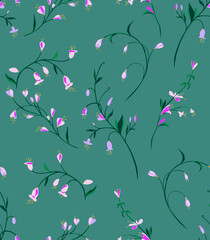 Vintage floral background for fabric design. Natural abstract art. Pattern template. Vector fabric seamless pattern. Modern vector wallpaper. Trendy seamless vector floral pattern.