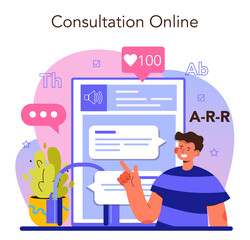 Speech therapist online service or platform. Doctor diagnozing and treating