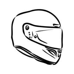 Motorcycle helmet hand drawn outline doodle icon. Motorbike protection and speed, safety equipment concept. Vector sketch illustration for print, web, mobile and infographics on white background.