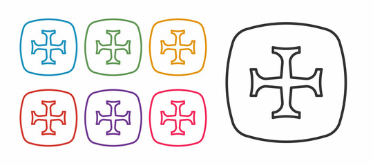 Set line Crusade icon isolated on white background. Set icons colorful. Vector