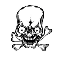 Hand Drawn Skulls And Bones Tattoo Design