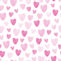 seamless valentine pattern background with cute watercolour heart , kids pattern
