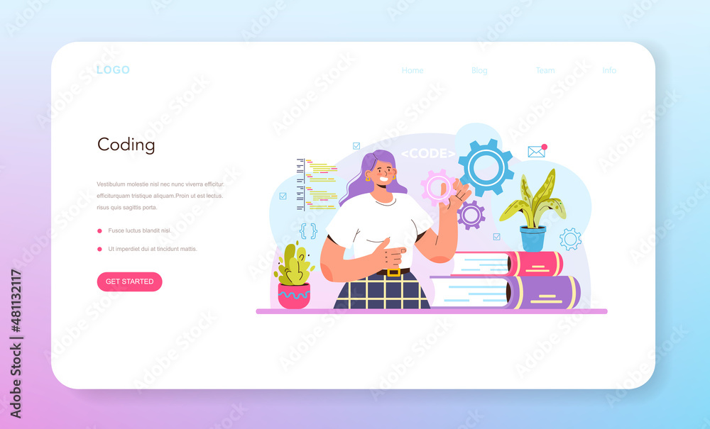 Poster website development web banner or landing page. html coding