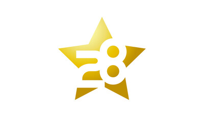 28 Number New Gold Abstract Star Logo