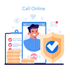 Insurance agent online service or platform. Idea of security and protection