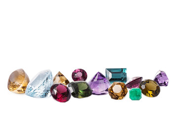 Row of perfect shining gems. Dazzling luxury jewerly - 481133795