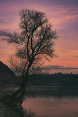 sunset on the river in Passau