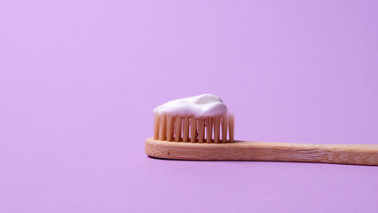 Bamboo toothbrush, top view, isolated