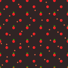 Seamless with red oranges and slices on the brown background