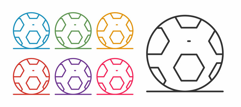 Set line Soccer football ball icon isolated on white background. Sport equipment. Set icons colorful. Vector