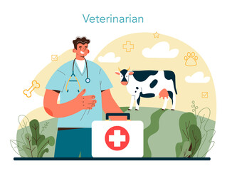 Pet veterinarian concept. Veterinary doctor checking and treating