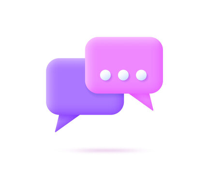 3d chat bubble icon. Vector illustration isolated on white background.