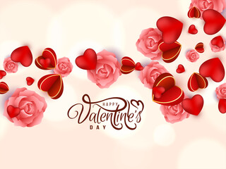 Happy Valentines day celebration romantic hearts background