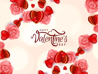 Lovely Happy Valentines day celebration decorative hearts background