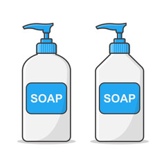 Liquid Soap Dispenser Pump Plastic Bottle Vector Icon Illustration. Bottle Of Liquid Antibacterial Soap. Hand Wash Bottle Flat Icon