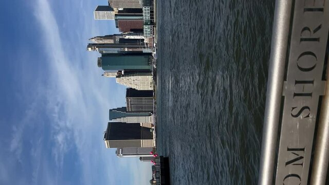  View of lower Manhattan, downtown. Skyscrapers of financial district.