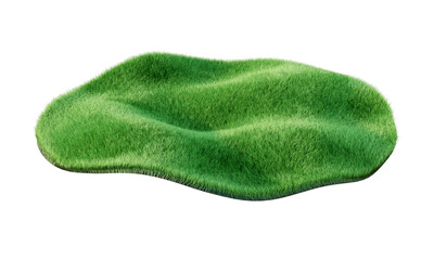 Green grass field isolated on white background. Summer landscape scene mockup. 3d illustration