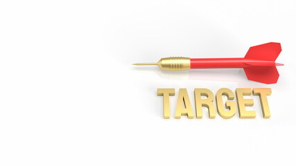The darts and gold target on white background for business concept 3d rendering