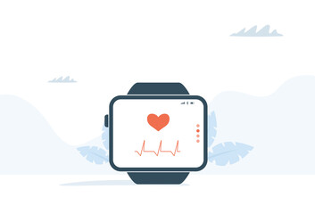 Fitness tracker illustration. Vector image in modern style. Fit concept sport. Pedometer concept on white background