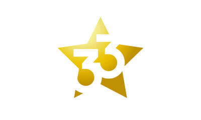 33 Number New Gold Abstract Star Logo