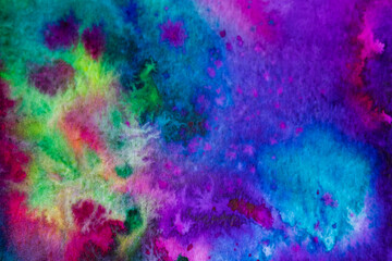 Colorful textured watercolor background dark tone on paper