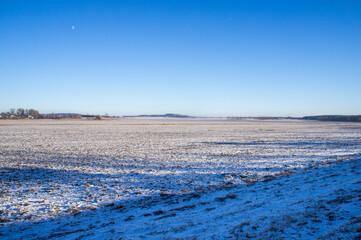 Beautiful rural winter landscape on a sunny day