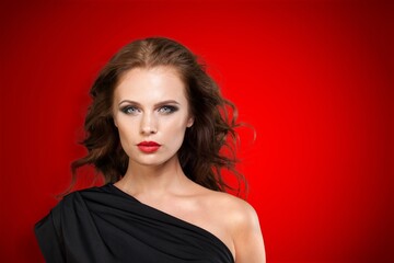 Tender dreamy minded model lady posing