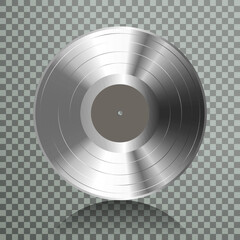 realistic platinum vinyl plate, retro music success background