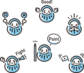 だるま　受験　合格　応援　キャラクター　表情　ポーズ　バリエーション　アイコン　イラストセット