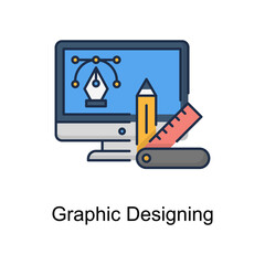 Graphic Designing vector Filled Outline Icon Design illustration. Educational Technology Symbol on White background EPS 10 File